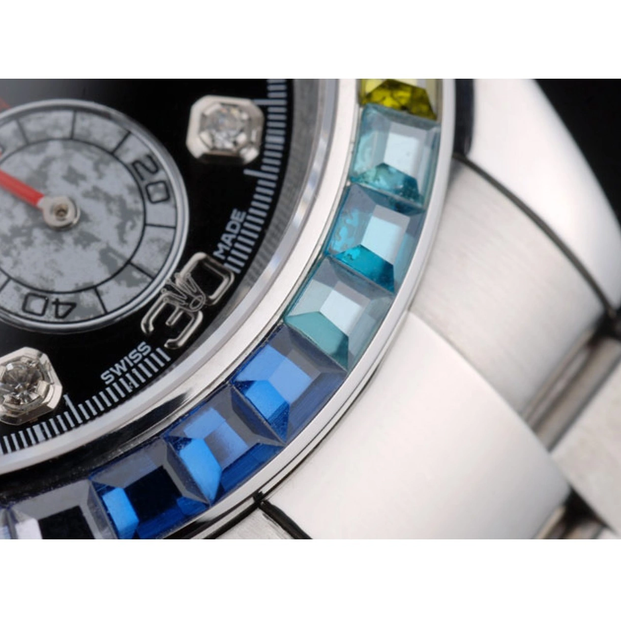 Good Copy Rolex Watches Rainbow Black Daytona Cosmograph Bezel Steep Dial Strap Stainless Crystals Rolex 80250 0726